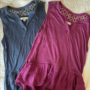LOFT Ruffled Sleeveless Tank Tops